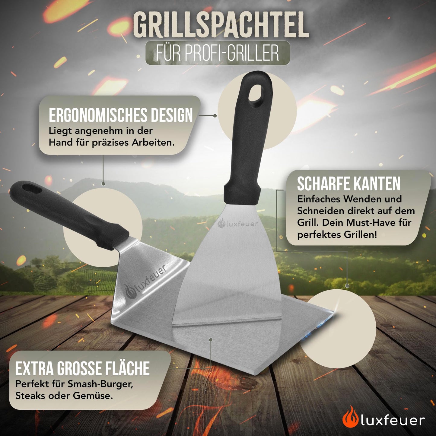 "Präzision für Grillprofis: 2x Edelstahl-Spachtel für Burger & mehr!"