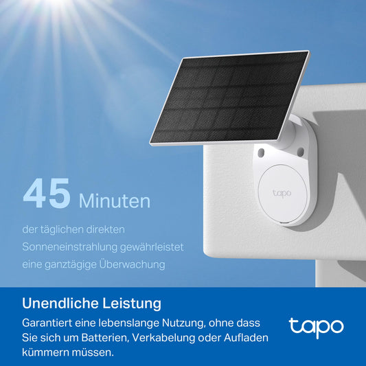 Tapo C410 KIT Solar Überwachungskamera Aussen Akku, 2K 3MP, Farbnachtsicht, MicroSD-Speicher, 6400-mAh Nicht entfernbarer Akku, Zwei-Wege-Audio, Personenerkennung, Alexa&Google Assistant, 2,4 GHz