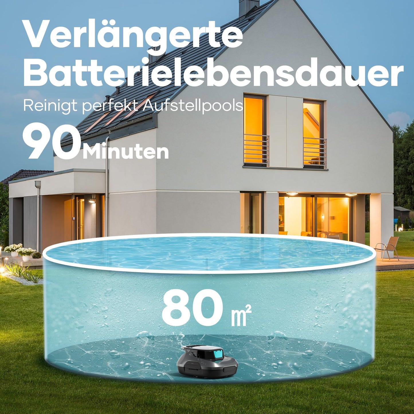 AIPER Poolroboter, Kabelloser Poolsauger Akku, Automatische Reinigung mit Selbsteinparkfunktion