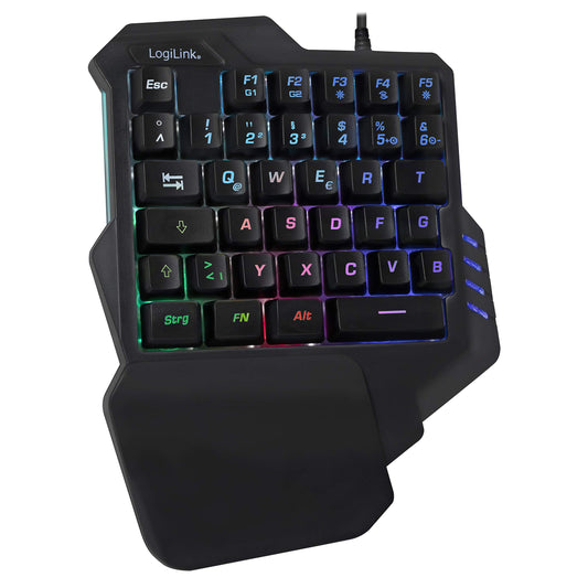 "Erlebe den Komfort: Ergonomische einhändige Gaming Tastatur in Schwarz"
