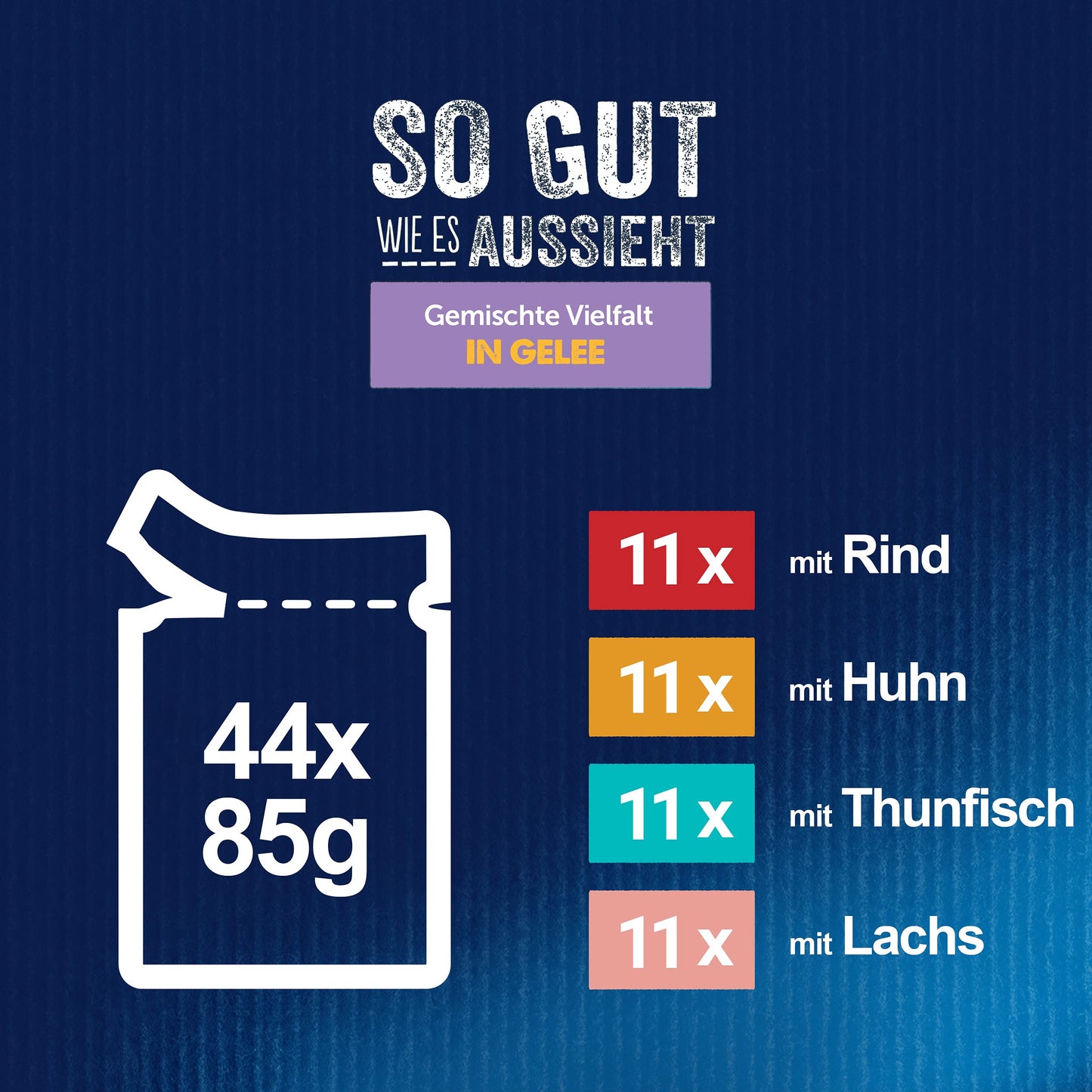 FELIX Katzennassfutter - Gemischte Vielfalt in Gelee 44 x 85g