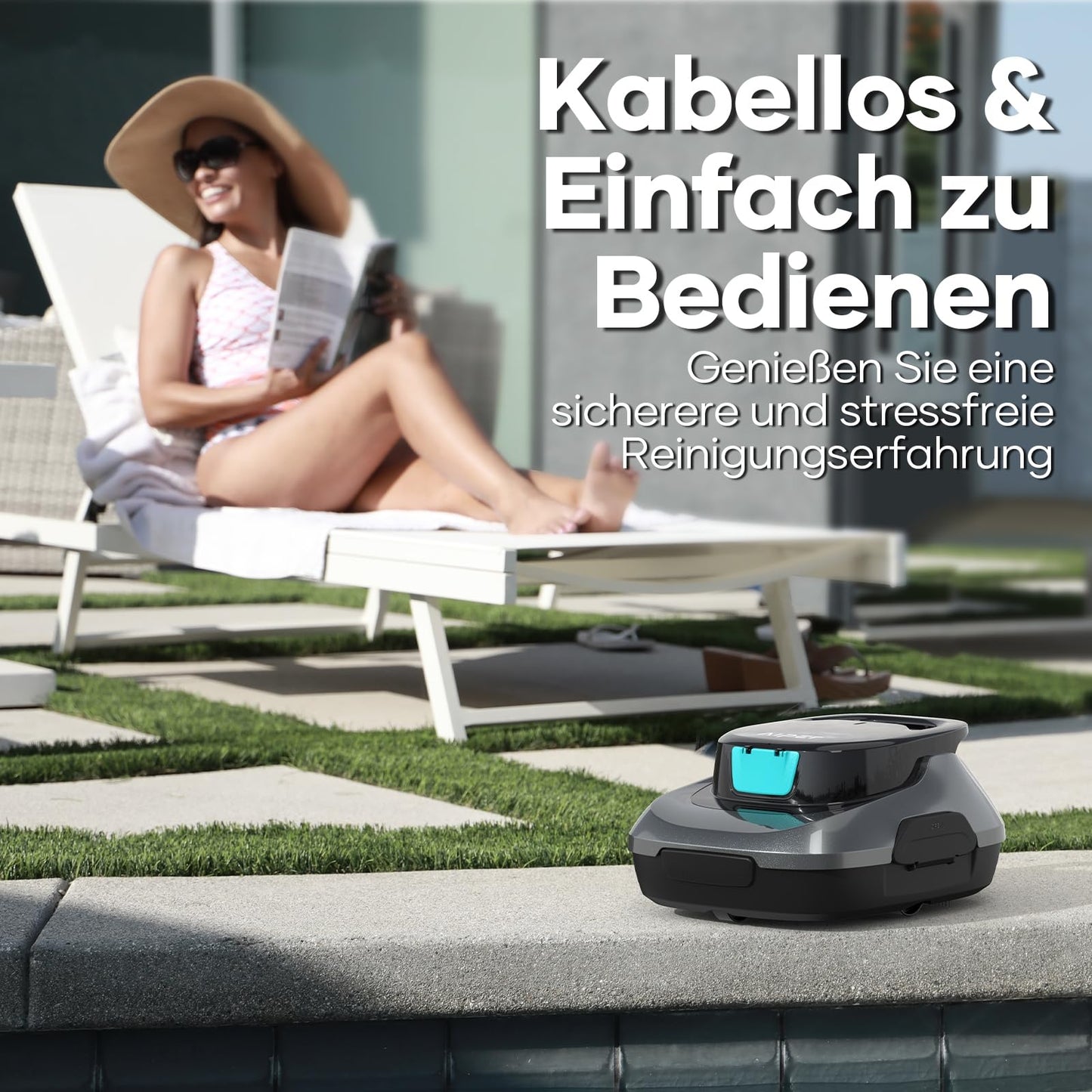 AIPER Poolroboter, Kabelloser Poolsauger Akku, Automatische Reinigung mit Selbsteinparkfunktion