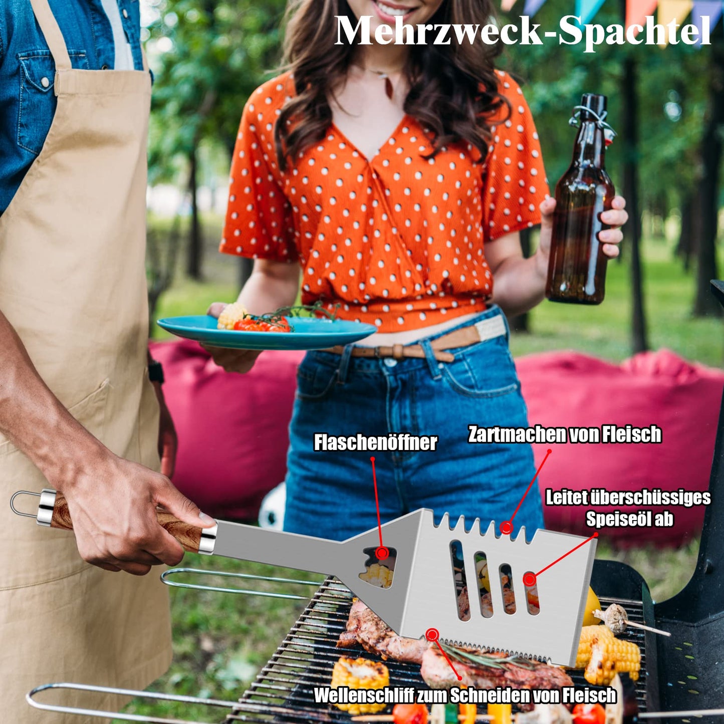 "Grillspaß Deluxe: 30-teiliges BBQ Werkzeugset mit stilvoller Tragetasche"
