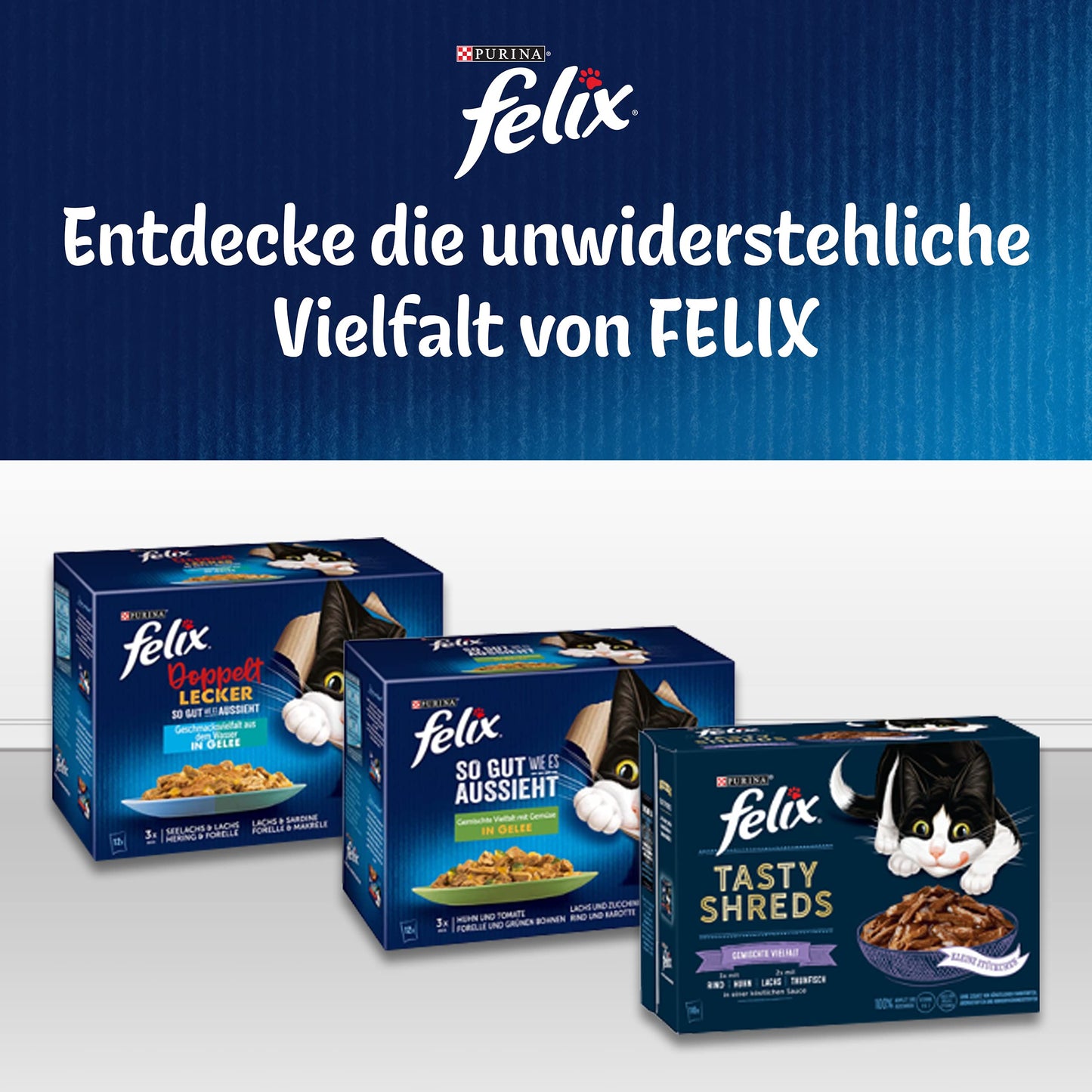 FELIX Katzennassfutter - Gemischte Vielfalt in Gelee 44 x 85g