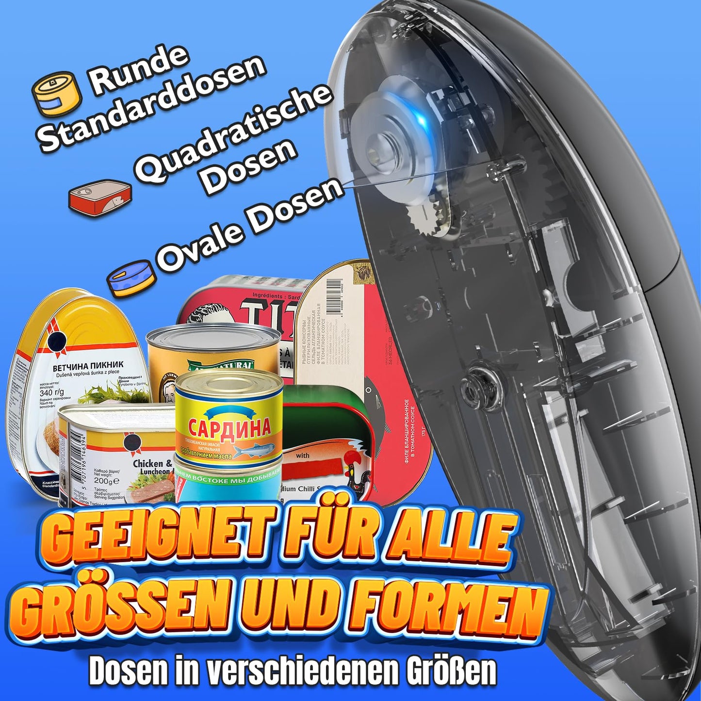 "Einfaches Öffnen: Elektrischer Dosenöffner für alle Größen, sicher & leise"