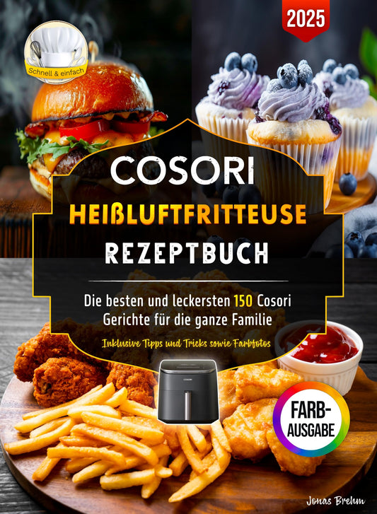 Cosori Heißluftfritteuse Rezeptbuch: Die besten und leckersten 150 Cosori Gerichte für die ganze Familie | Inklusive Tipps und Tricks sowie Farbfotos