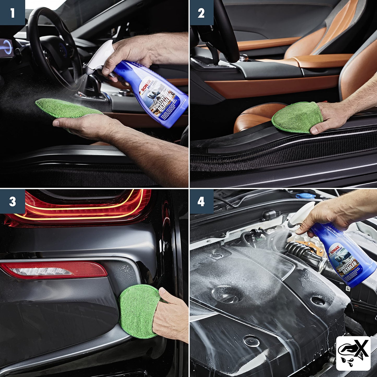 SONAX XTREME KunststoffDetailer Innen + Außen (500 ml) Reinigung, Pflege und Schutz für das gesamte Fahrzeug | Art-Nr. 02552410