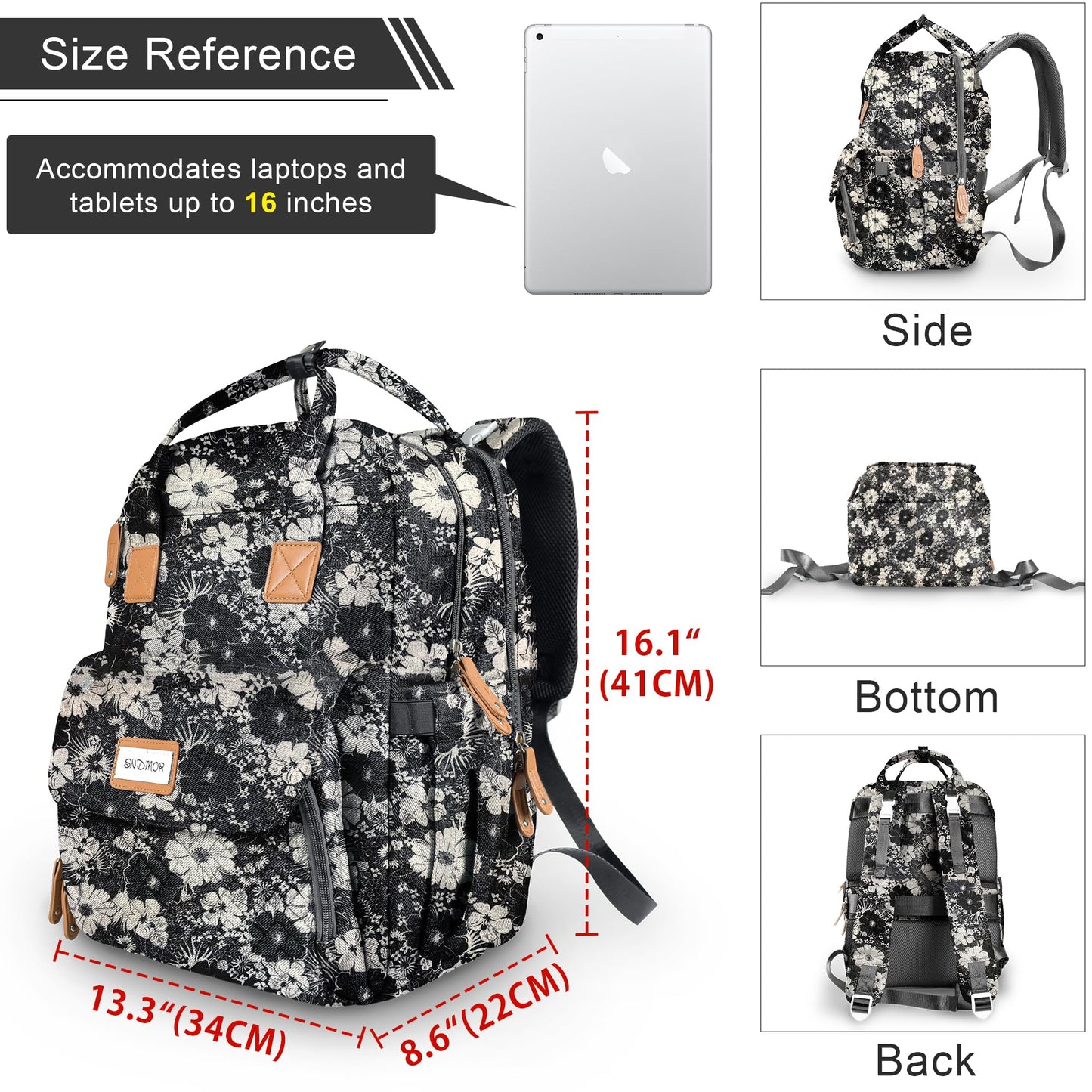 "Multifunktionaler Rucksack in Blumenoptik: Praktisch für Reisen & Einkäufe!"