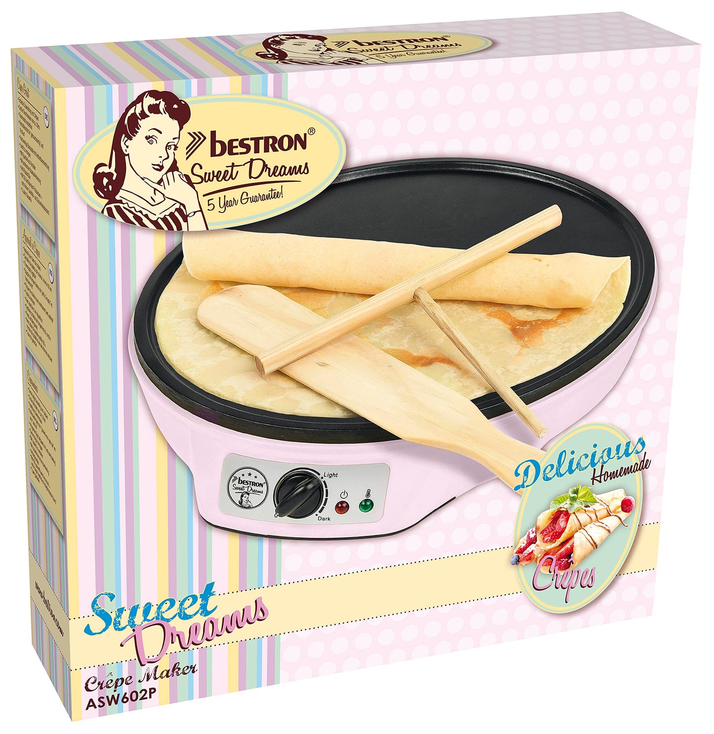 "Genießen Sie köstliche Crêpes: Retro Crêpes Maker in Pink für besondere Anlässe"