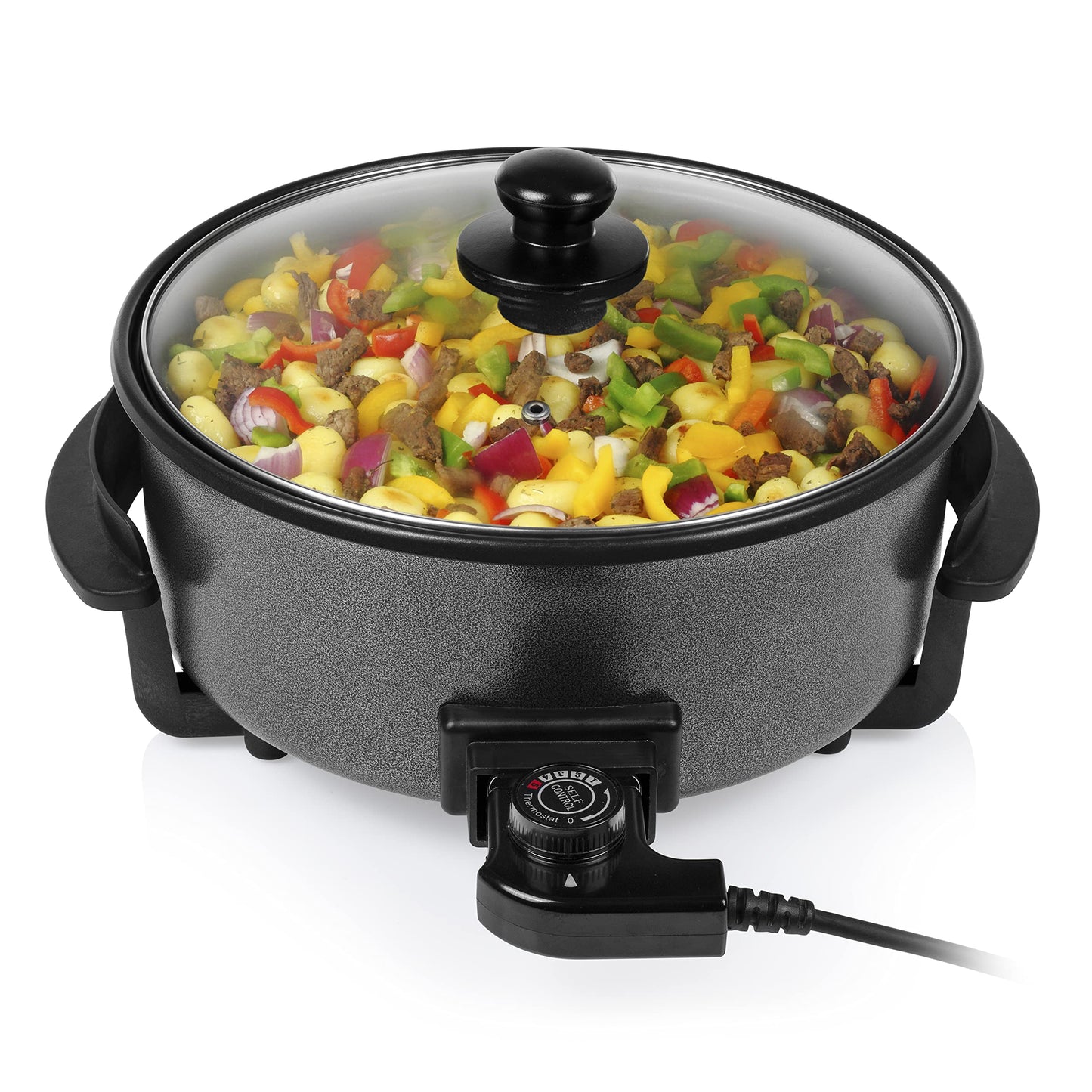 "Vielseitige Elektro-Pfanne 30 cm: Schnelles Kochen mit Stil für zwei!"