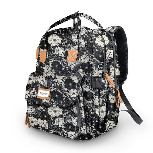 "Multifunktionaler Rucksack in Blumenoptik: Praktisch für Reisen & Einkäufe!"