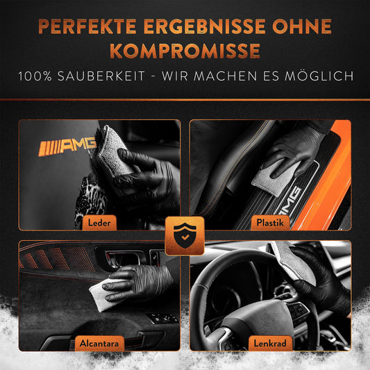 HERRENFAHRT Cockpitpflege Auto Innenraum Reiniger Set - Premium Aktivschaum Innenraumreiniger Auto Universal Autositz Reiniger Cockpit Reiniger inkl Reinigungspad & Auto Trockentuch - Made in Germany